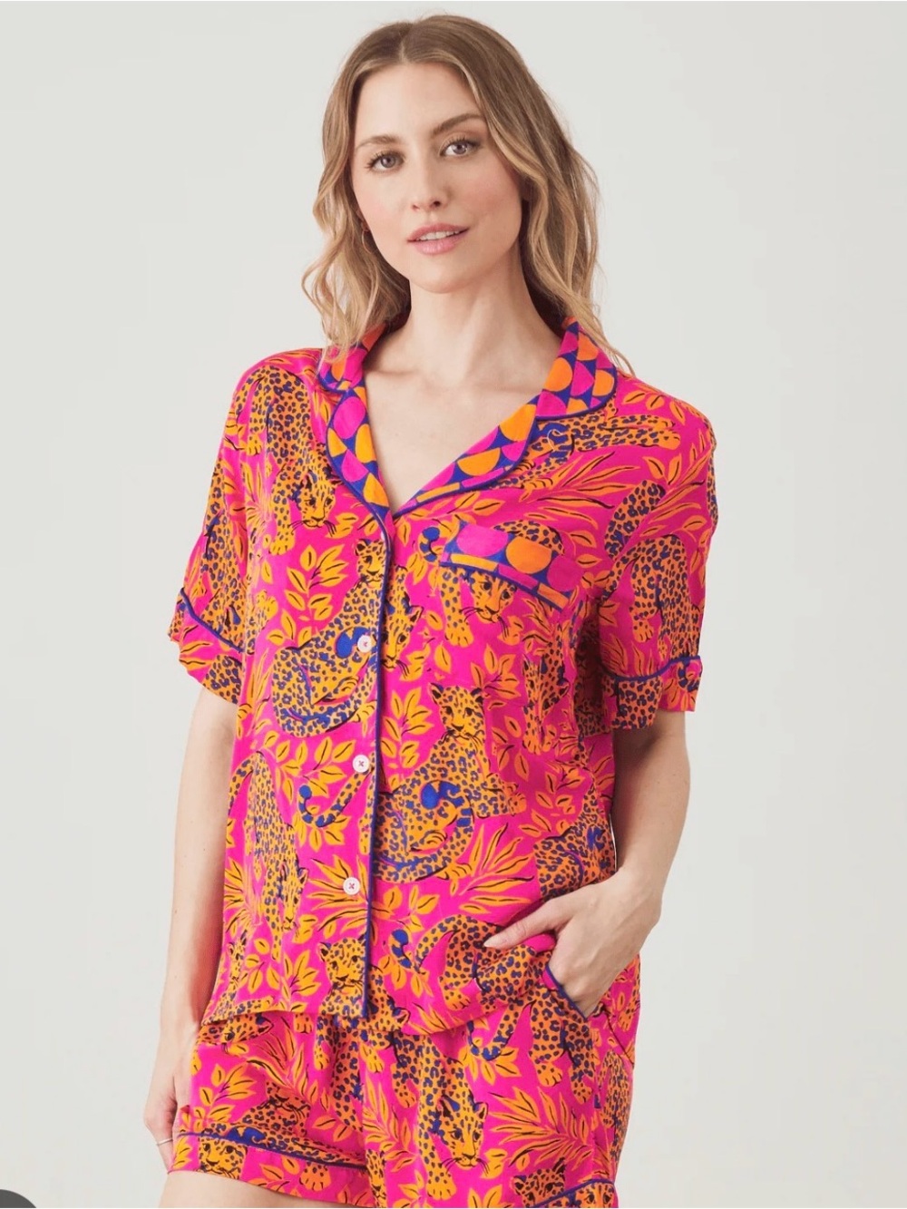 EUC Printfresh Eco Satin Short Set XXS City Cats